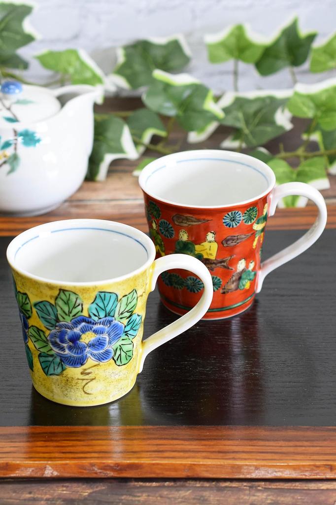 Стильная пара кружек Waza no Kura, фарфор Кутани, Мокуме/Ёсидая, высококачественная керамика, сделано в Японии