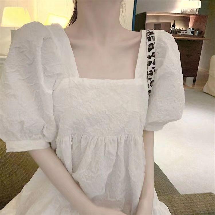 2022 Summer Maternity Puff Sleeve Dress: Lightweight, Loose Fit, Belly-Covering, Age-Reducing