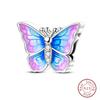 Springtime Copper Sparkling Zircon Colorful Butterfly Charms Beads Fit Pendants Bracelets Diy Birthday Jewelry Gift