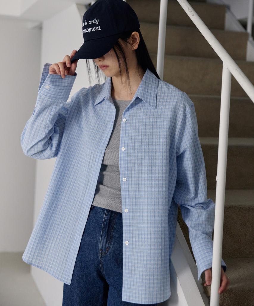 38COMEONCOMMON Comfy Over Check Shirts (Blue)
