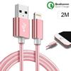 USB Cable - iPhone - 2M - Nylon - Pink - Compatible with Several Models