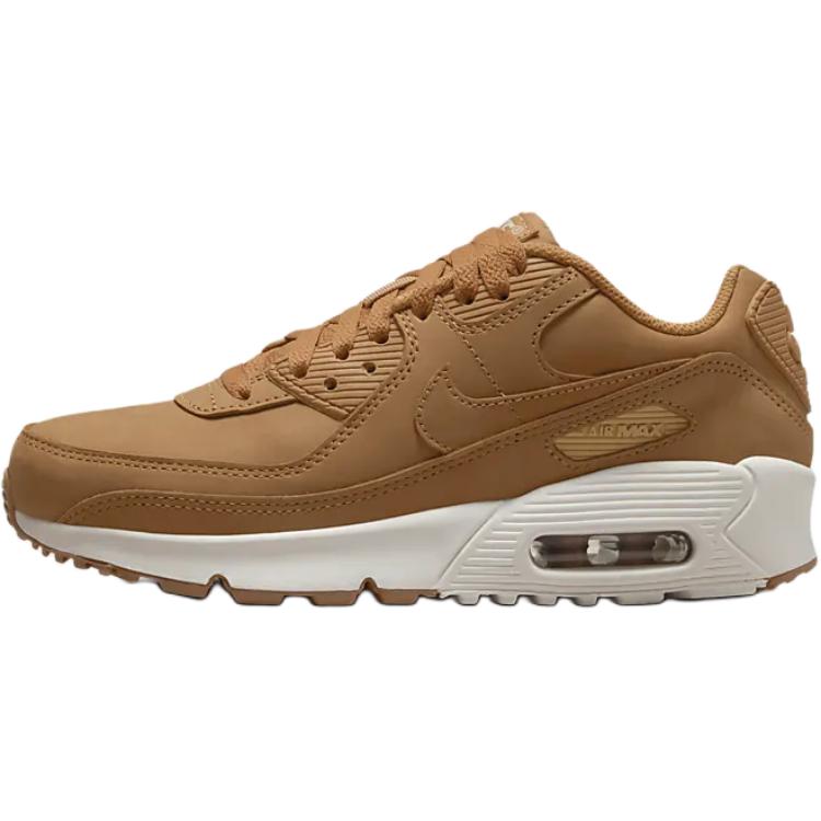 Nike Air Max 90 Удобные Устойчивые к истиранию Амортизация Низкие Детская повседневная обувь Коричневые HF6358-200