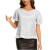 Women's Fashion Top With Sequined Short Sleeves