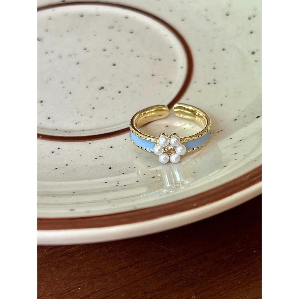 Французское ретро синее кольцо-бабочка, чувство дизайна, темперамент, личность, простое, холодное чувство, универсальное кольцо