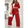 Pant Sets Women Wide Leg Pants Two Piece Set Button Coats Matching Sets Patchwork High Waist Elegant Trousers Pockets Sporty