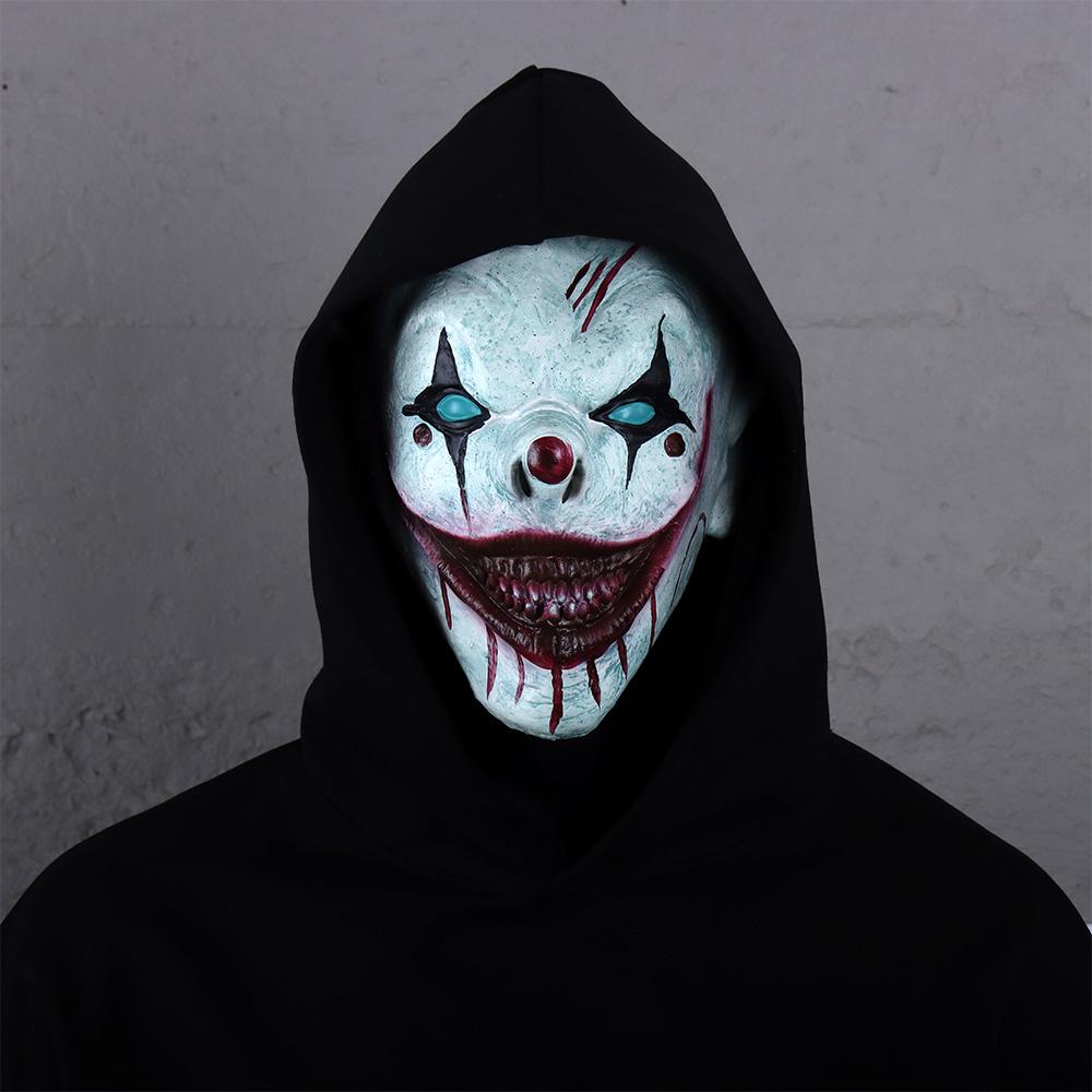 Horror The Clown in The Box Mask Cosplay Bloody Devil Killer Joker Latex Helmet Halloween Carnival Party Dress Up Costume Props