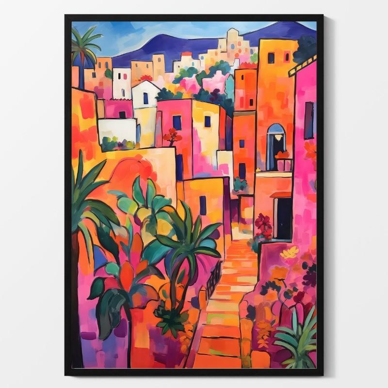 Colorful Abstract Travel Landscape Poster Greek Architectural Scenic Spots Canvas Painting Boho Wall Art Living Room Home Decor
