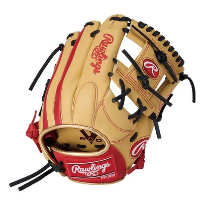 Rawlings Бейсбольная перчатка Hyper Tech Color Sync, перчатка для броска, юниорская/детская (GJ5FHTCG9M), Универсальный, Верблюжий/Алый, Средний, Для правой руки