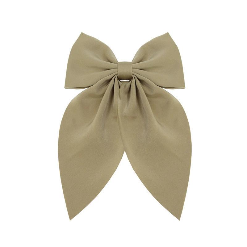 Chiffon Bow Hair Clip Women Large Bowknot Stain Hairpin Girls Solid Color Ponytail Clip Hair Accessories Headwear Gift