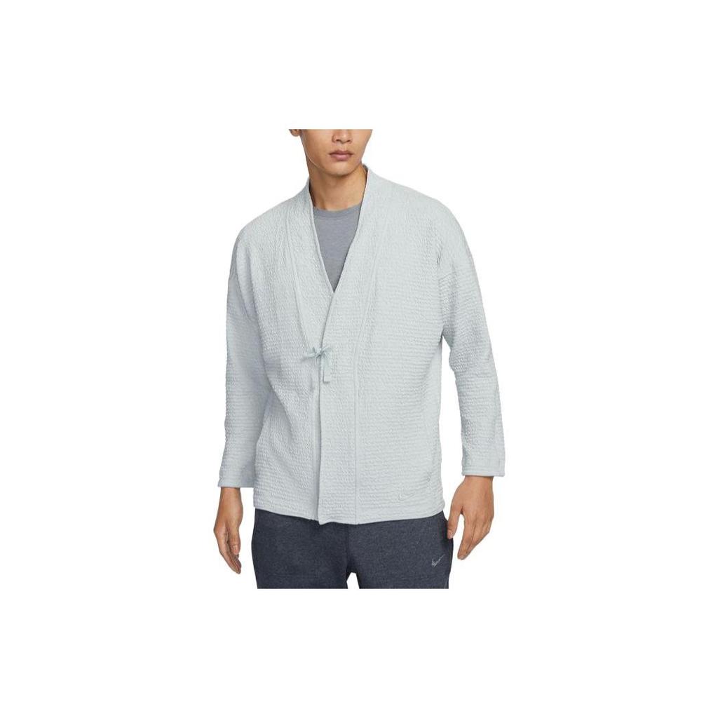 Nike Solid Color V-Neck Quick-Dry Long Sleeve Knit Top Men Tops Light-Silver DX0919-034