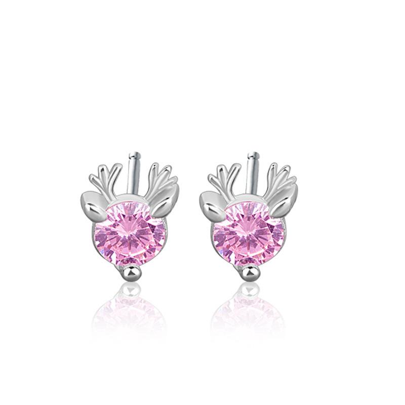 Minimalist Christmas Antler Stud Earrings For Women Small Delicate Fresh Temperament Versatile Cold Jewelry