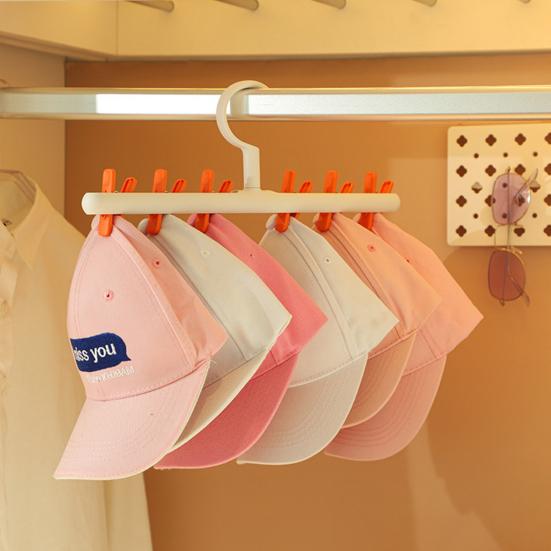 Hat Hanger 6 Clips Space-saving PP Strong Hold Baseball Cap Organizer for Closet