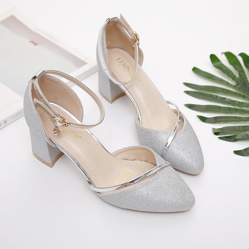 Women Fashion Silver Wedding High Heel Shoes Female Golden Party Night Club Pumps for Spring