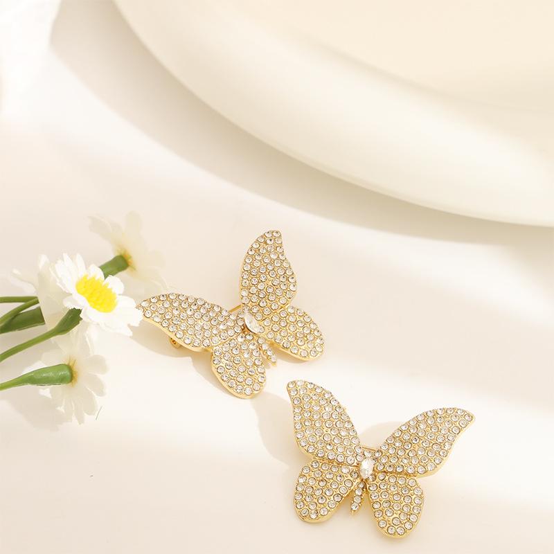 2025 новая золотая брошь-бабочка с бриллиантами, высокое качество, изысканный женский дизайн, нишевый темперамент, булавка для костюма
