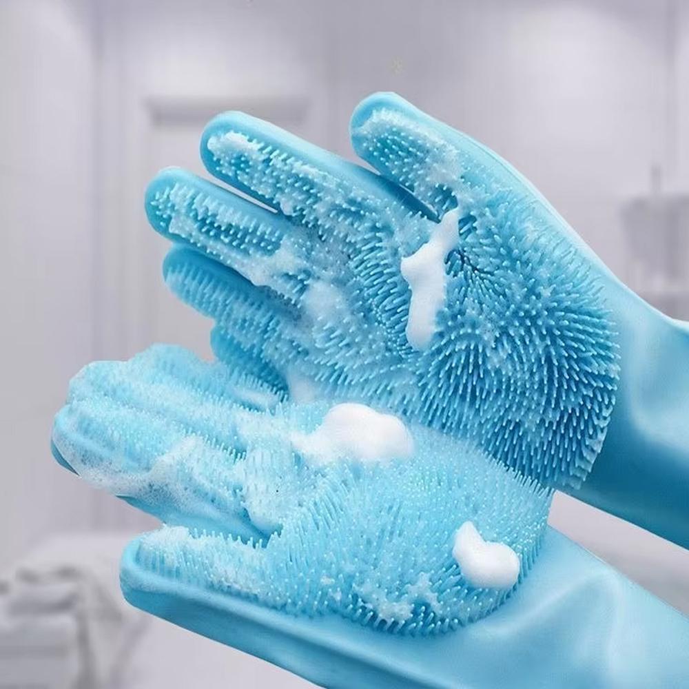Pet Grooming Bathing Gloves Dog Cat Magic Massaging Shampoo Scrubber Silicone Hair Removal Cleaning Glove Dishwashing Tool