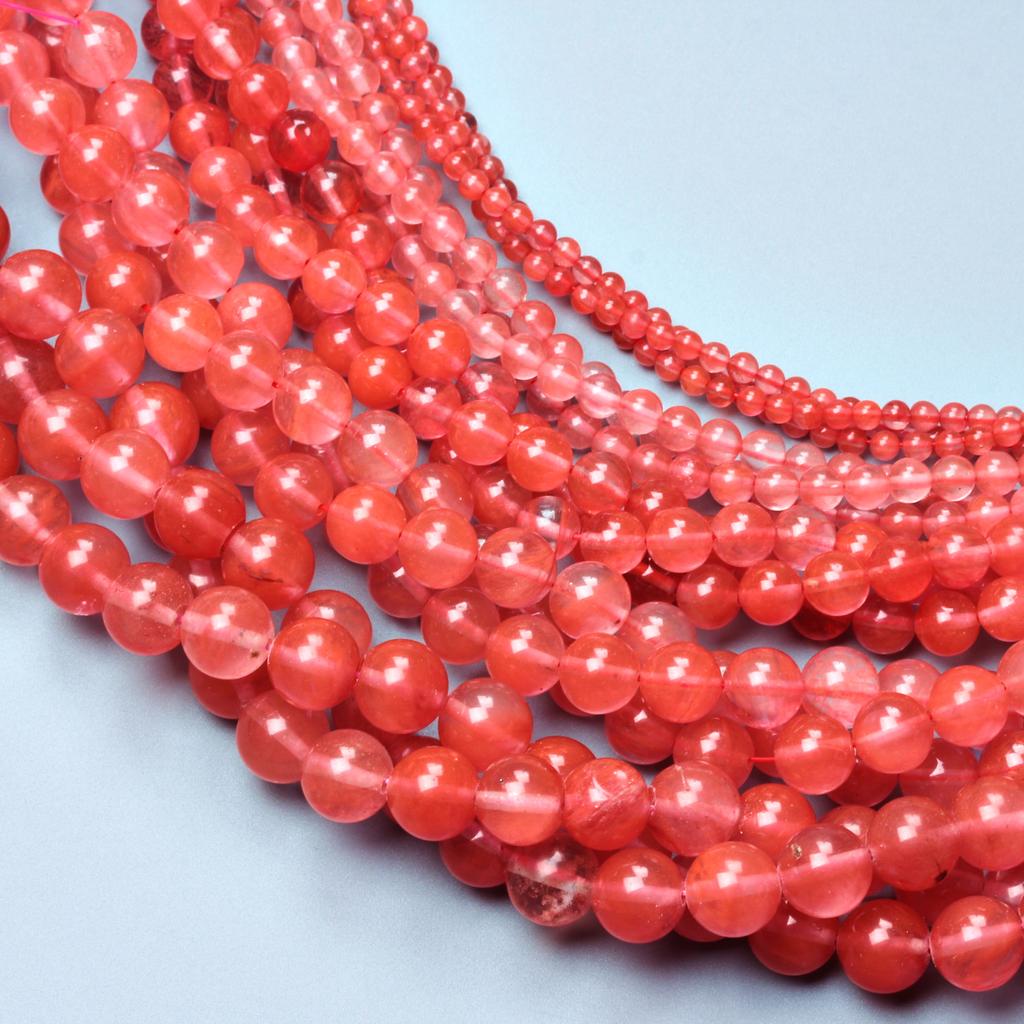 For Jewelry Making Beading Accessories Bracelets Round Watermelon Red Stone Handwork 60-20Pcs Natural Stone Loose Beads DIY Fashion 4-12mm  Beads