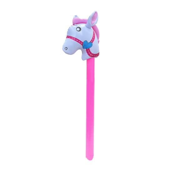 Inflatable Horse Head Stick 37" Party Prop for Kids' Races Photos PVC Horse Stick Carnival Toy for Horse Themed Events Birthdays