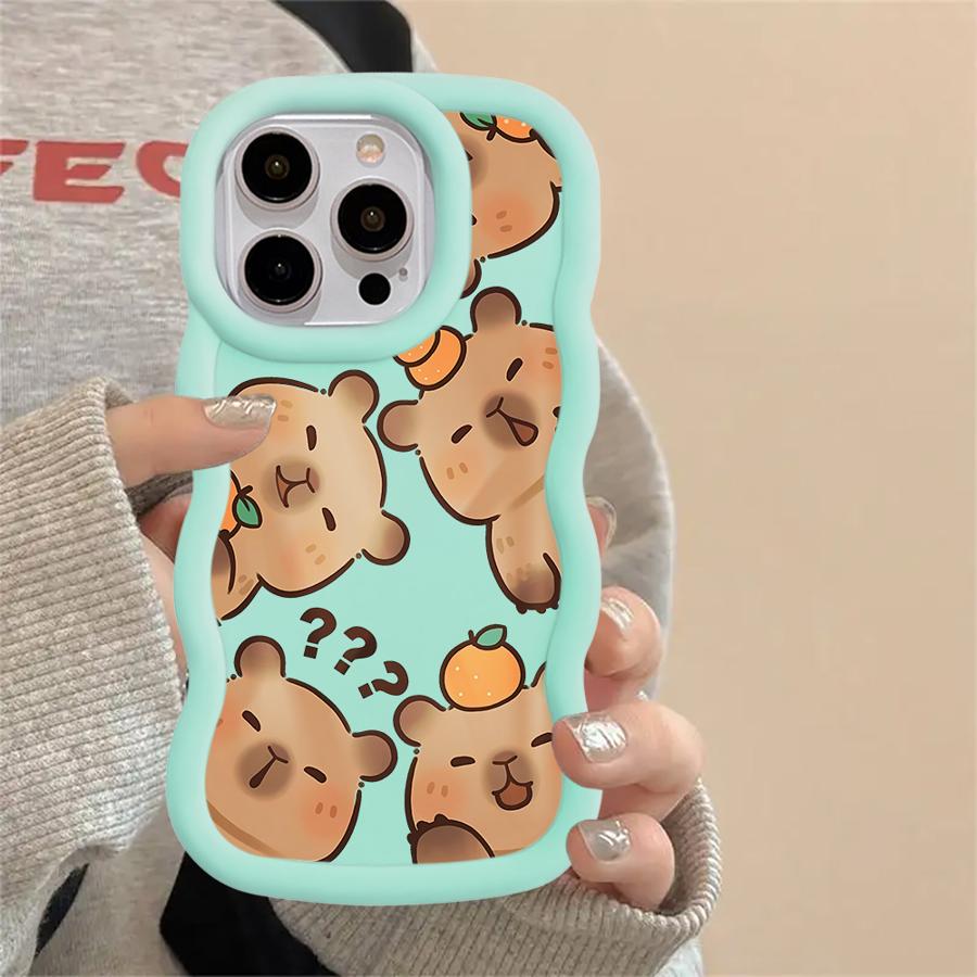 Чехол для iPhone 11 12 15 Plus 17 Air 14 16 Pro Max 13 XR 8 Мягкий чехол для телефона Капибара Милый