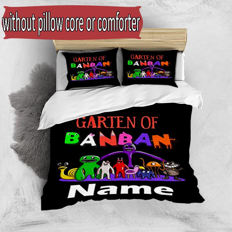 3pcs Duvet Cover Set (1*Duvet Cover + 2*Pillowcase, Without Core), Custom Name Game Rainbow Friends Pattern Bedding Set, Home Bedroom Decor Gift
