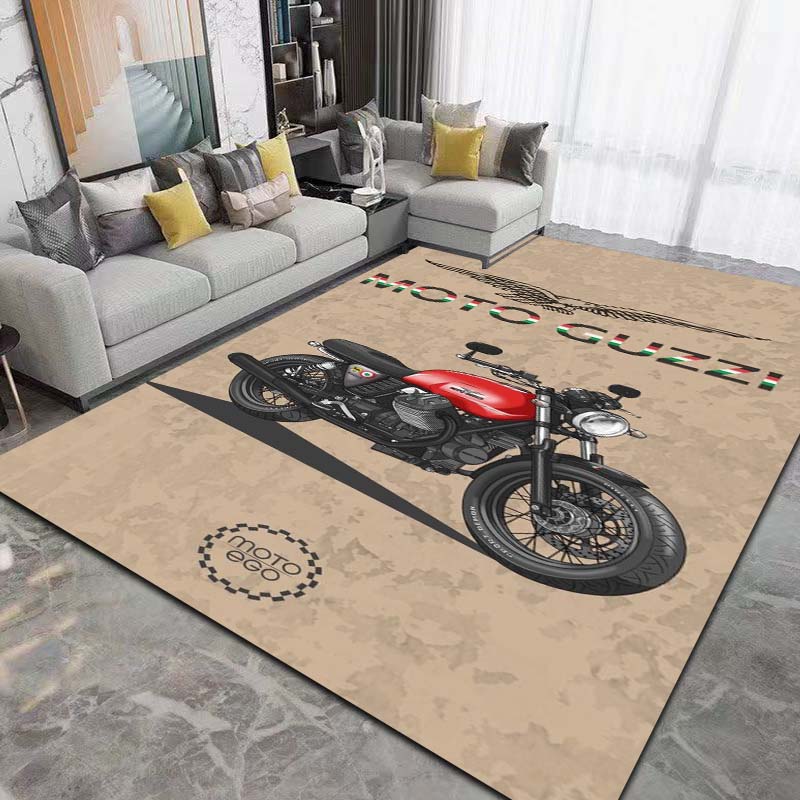 2026 New Retro Motorcycle G-Guzzi Printed Carpet Living Room Bedroom Decoration Tea Table Table Non slip Entrance Carpet Gift