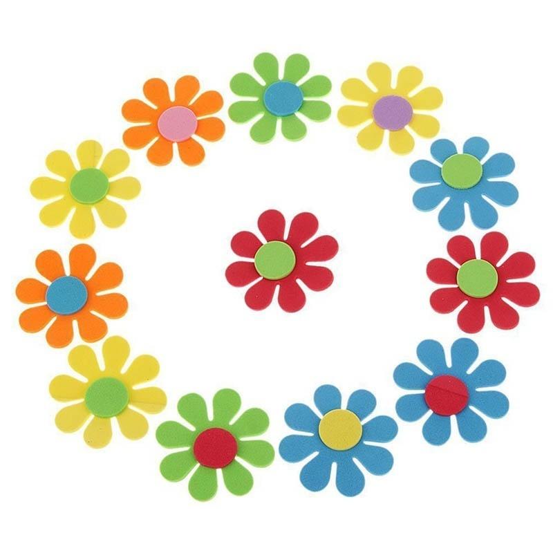 50 шт. наклейки из смешанной пены, блестящие украшения в форме цветка для детей, ремесло