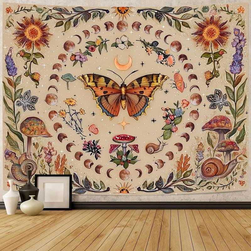 VIKAMA Vintage Bohemian Wall Hanging Butterfly Dance Enchanted Realm Tapestry Banner Tapestry Bedroom Aesthetic Hanging Tapestry