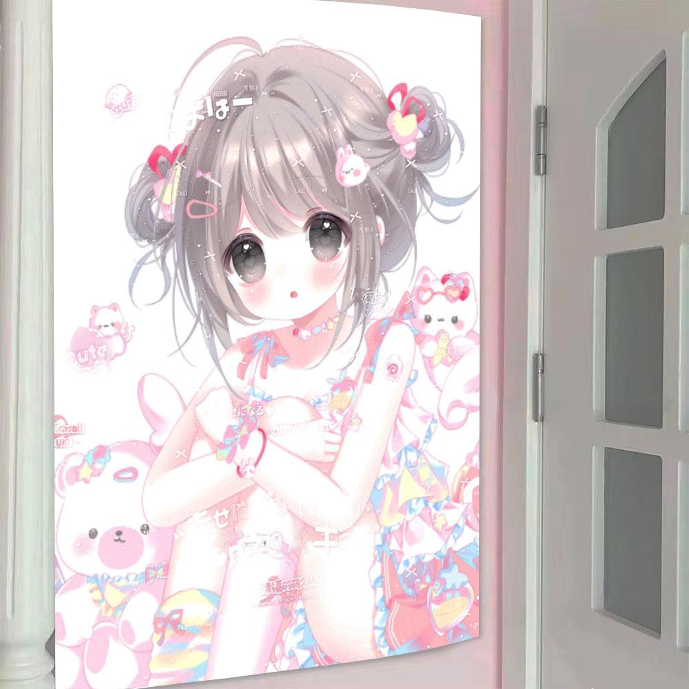 Kawaii Japanese JK Girl Bear Tapestry Girly Room Aesthetic Wall Hanging Home Decor Backdrop