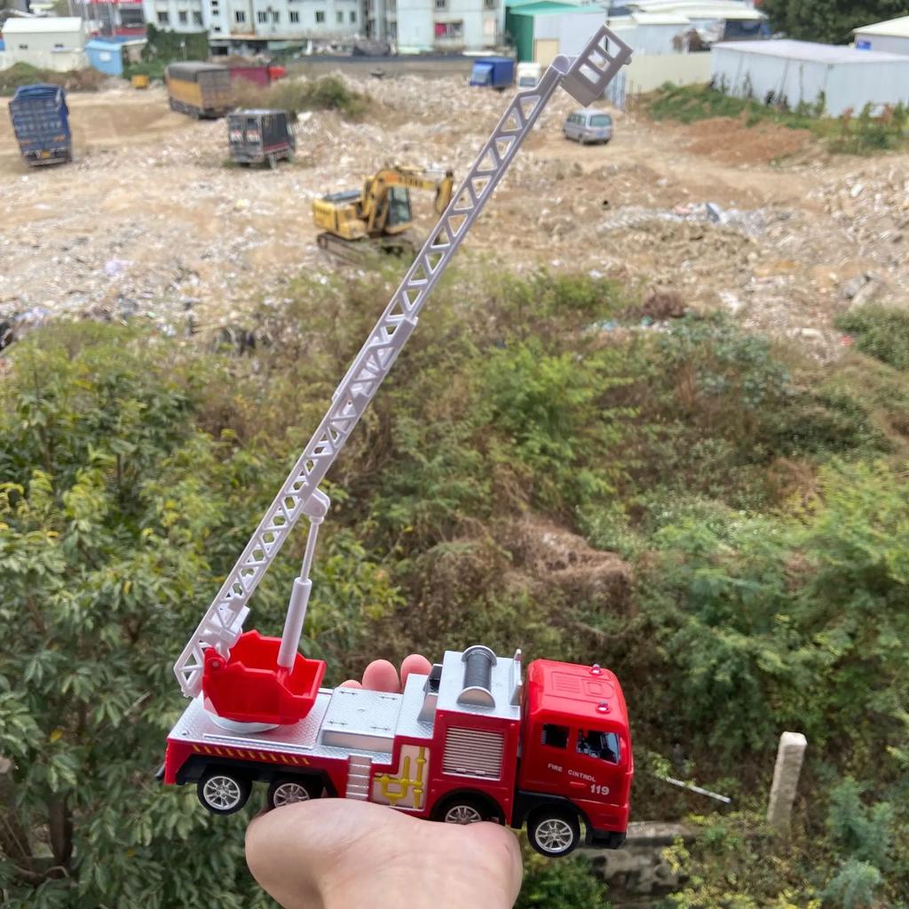 Inertia Fire Truck Models Kids Toy Car Pull Back Sliding Ladder Firetruck Vehicle For Toddler Collection Car Set Kids Boys Gift