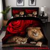 Thickened Polished Skin-Friendly Lion Digital Printing 3D Three-Piece Quilt Cover