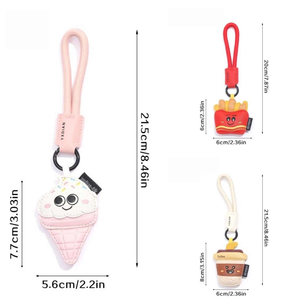 Funny Coffee Cup Shape Keychain Cartoon Car Key Ring Simulation Food Ice Cream Pendant Girl