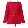 ZANZEA Women Casual Round Neck Solid Color Loose Long Sleeve Blouse