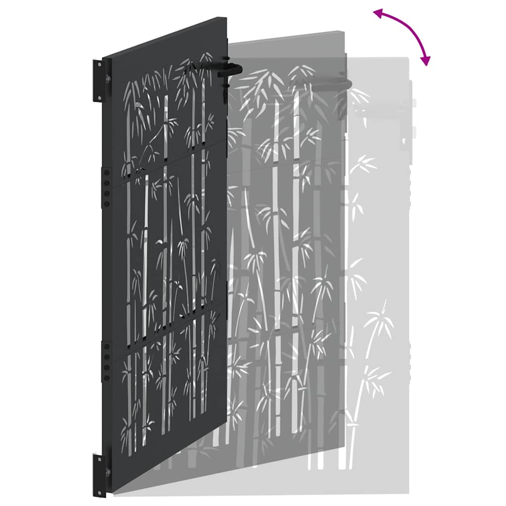 Garden Gate Black 110 x 155 cm Powder Coated Steel