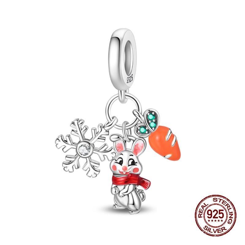 Зимние Шармы Медь Лось Медведь Санта Клаус Шармы Бусины Подходят для Оригинальных Браслетов Для Женщин Сделай Сам Праздничные Ювелирные Изделия Подарки