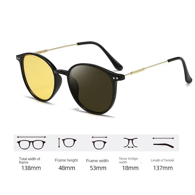 Очки ночного видения двойного назначения День/Ночь Фотохромные Защитные от УФ Ретро Круглая оправа Антибликовые Очки для вождения