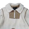Coach Signature Pattern High Neck Fleece Boa Jacket Ivory Size S Mens