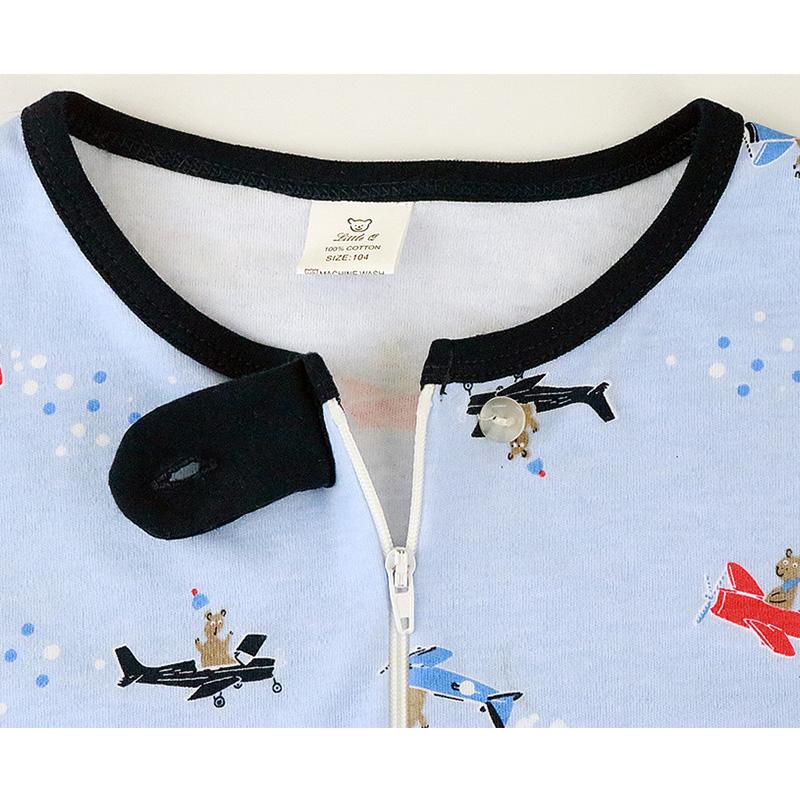 100% Хлопковые комбинезоны с длинным рукавом для мальчиков и девочек, возраст 2-7 лет, с застежкой-молнией и забавными узорами - Идеальная пижама