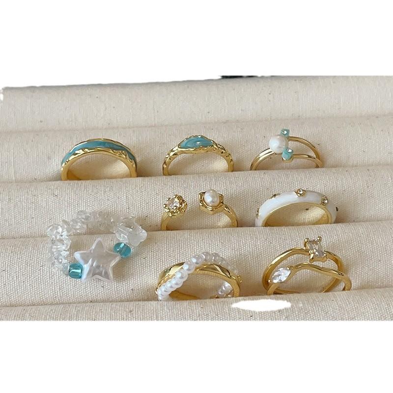 Металлическое открытое кольцо с синей каплей масла, женское, нишевое, уникальное, с модной индивидуальностью и темпераментом, элегантное кольцо для работы