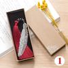 Classical Chinese Style  Metal Leaf Feather Tassel Bookmark Document Book Mark Label