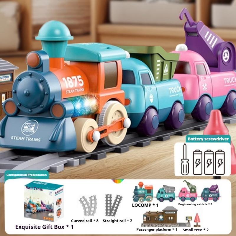 Детская игрушечная машинка-трек, электрический светящийся поезд для мальчика, набор инженерных машин, подарок на день рождения ребенка