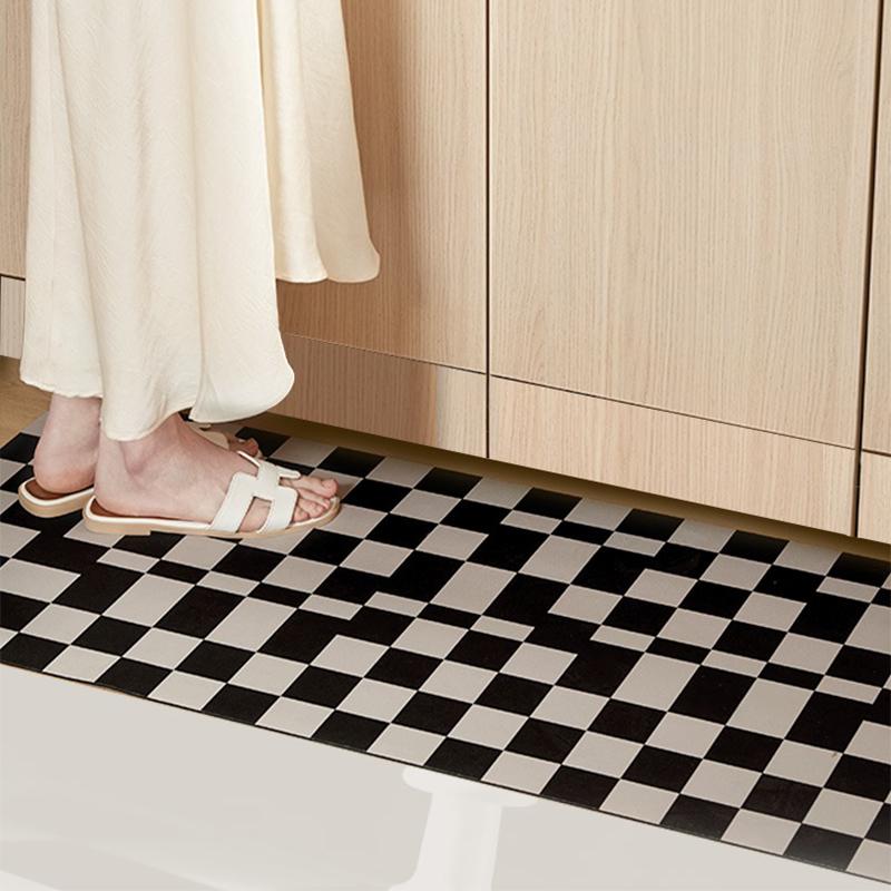 Кухонный коврик Нескользящий Водонепроницаемый Маслостойкий Ковер ПВХ Кожа Решетка Геометрический узор Коврик Длинная линейка Коврики для украшения дома