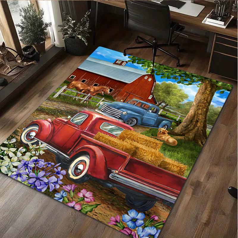 1Pc Truck Field Print Rug - home decoration Carpet For Living Room Bedroom Flooring Computer Chair Area Rug