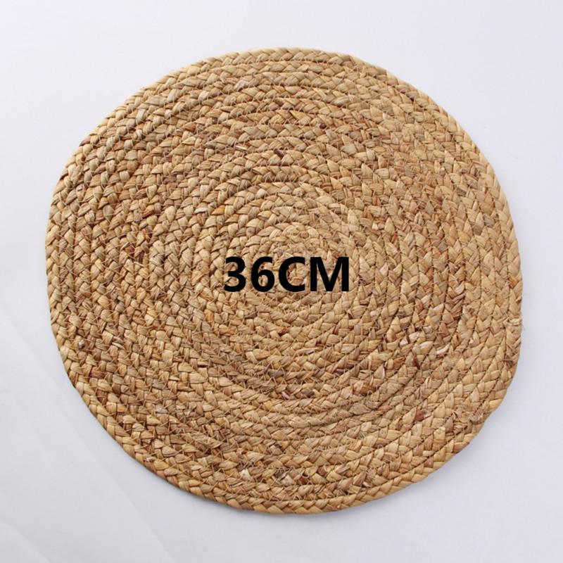 Круглые тканые салфетки под приборы из натурального водного гиацинта, соломенные салфетки для обеденного стола, рождественские деревенские термостойкие подставки под чашки
