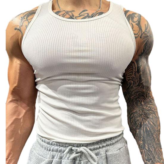 Мужской летний жилет без рукавов, приталенный однотонный, мягкий, эластичный, с круглым вырезом, впитывающий пот, быстросохнущий, повседневный, для фитнеса, тренажерного зала, мужская майка на бретелях