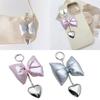 Eye Catching Leather Bowknot with Large Heart Keychain Sophisticated Heart and Bowknot Pendant Keychain Charm