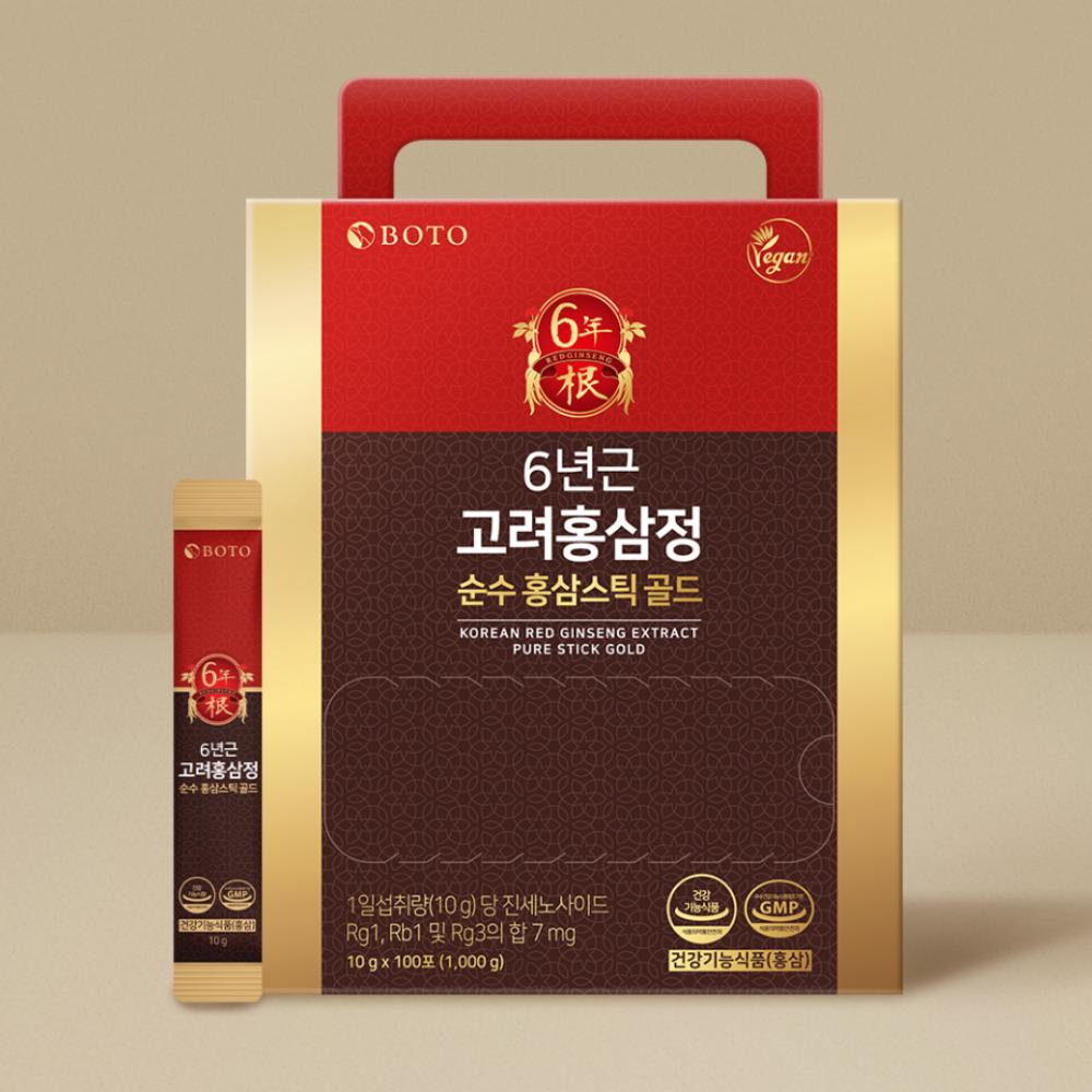Экстракт красного женьшеня корейского 6-летнего BOTO Pure Stick Gold 10 г X 30 палочек / 10 г*100 палочек