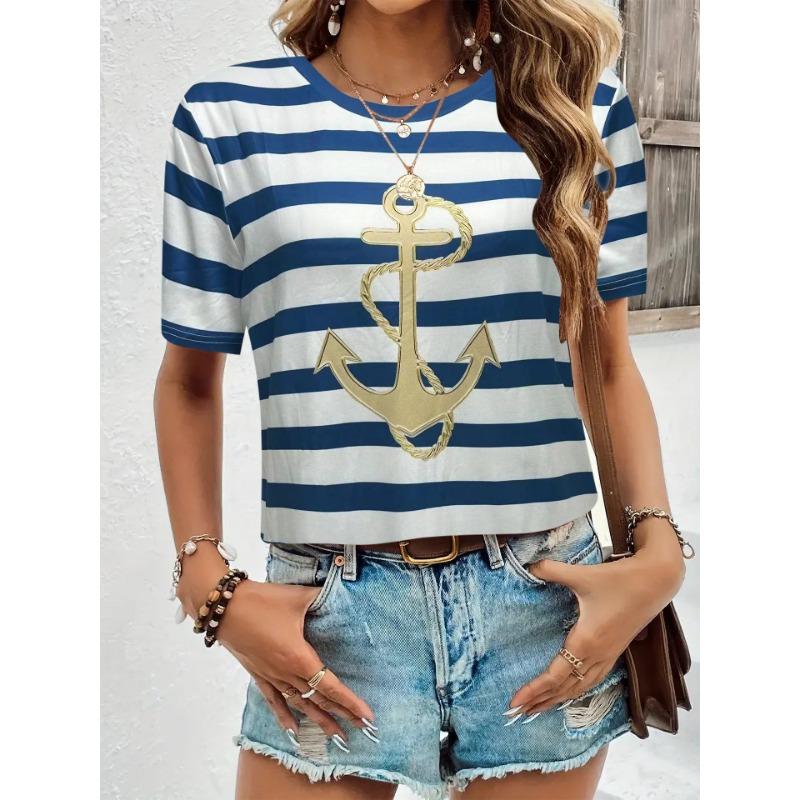 Летние женские элегантные футболки с короткими рукавами в стиле Харадзюку с принтом перевернутого крючка для поездок на работу