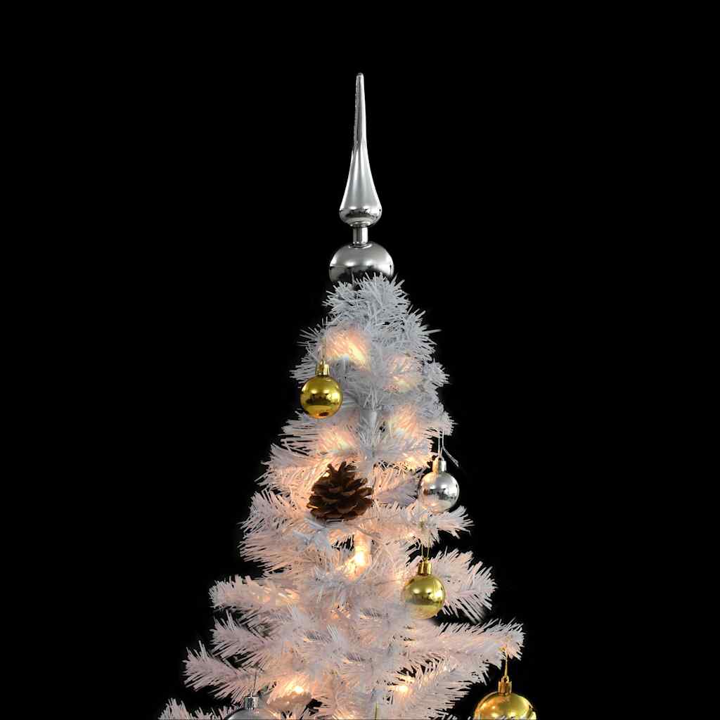 vidaXL Künstlicher Weihnachtsbaum mit Beleuchtung & Kugeln Weiß 180 cm