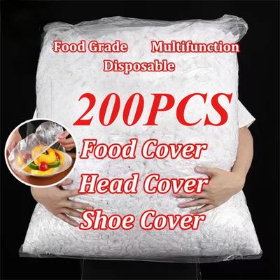 50/100/150/200 шт. Одноразовые чехлы для хранения продуктов в холодильнике, пластиковая упаковка, крышки для еды, бахилы, шапочки для душа, миски, шляпы, пакет
