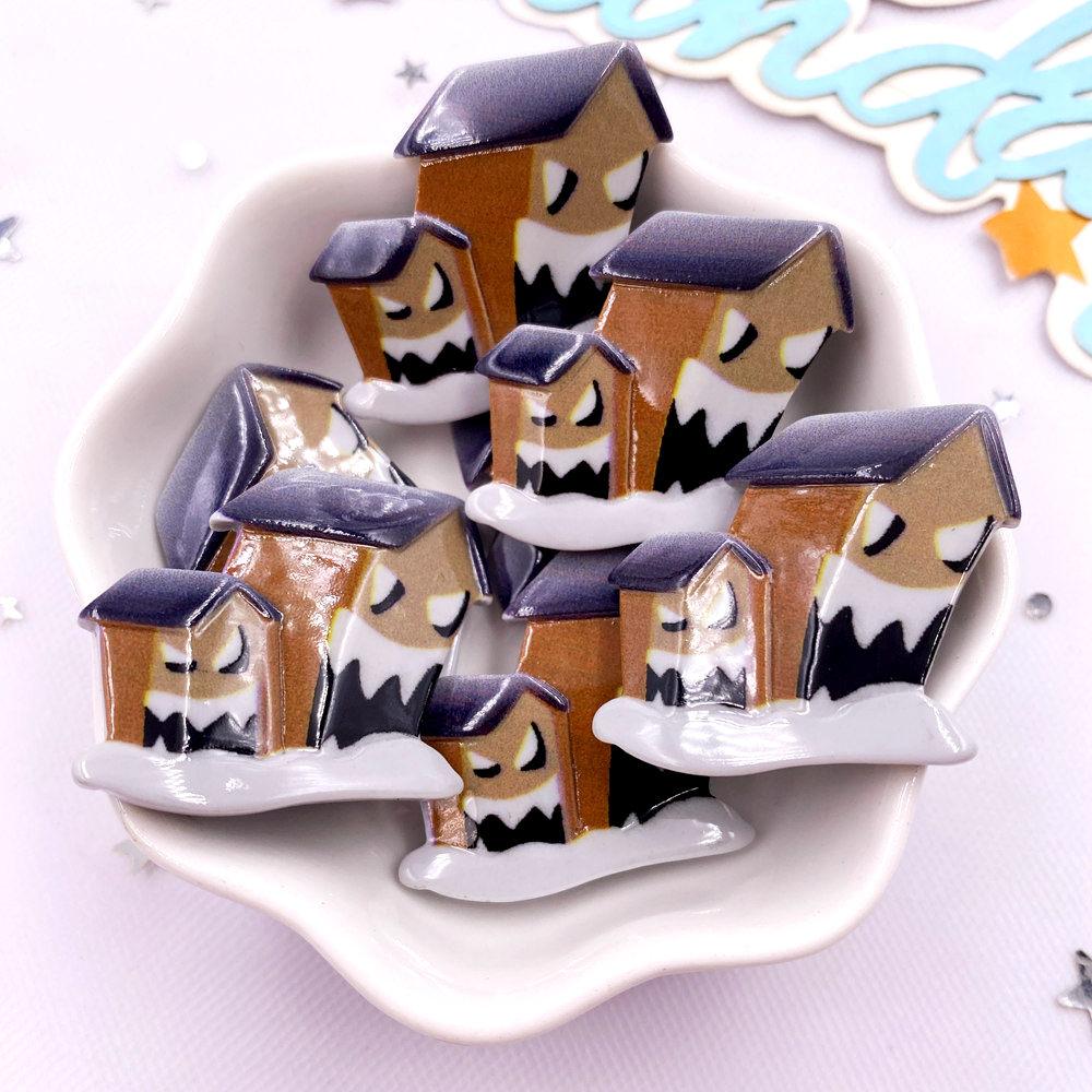 8 шт. Полимерные красочные 3D Большая тыква Голова черепа Призраки Дом ведьмы Фигурки Плоская задняя сторона Каменный декор DIY Хэллоуин Скрапбукинг Поделки