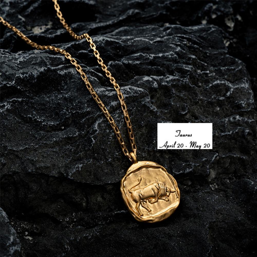 Pendant 12 Constellation Necklace Neck Jewelry Vintage Golden Necklace  Vacation